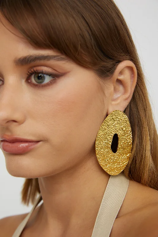 Eldorado Textured Disc Earrings Gold