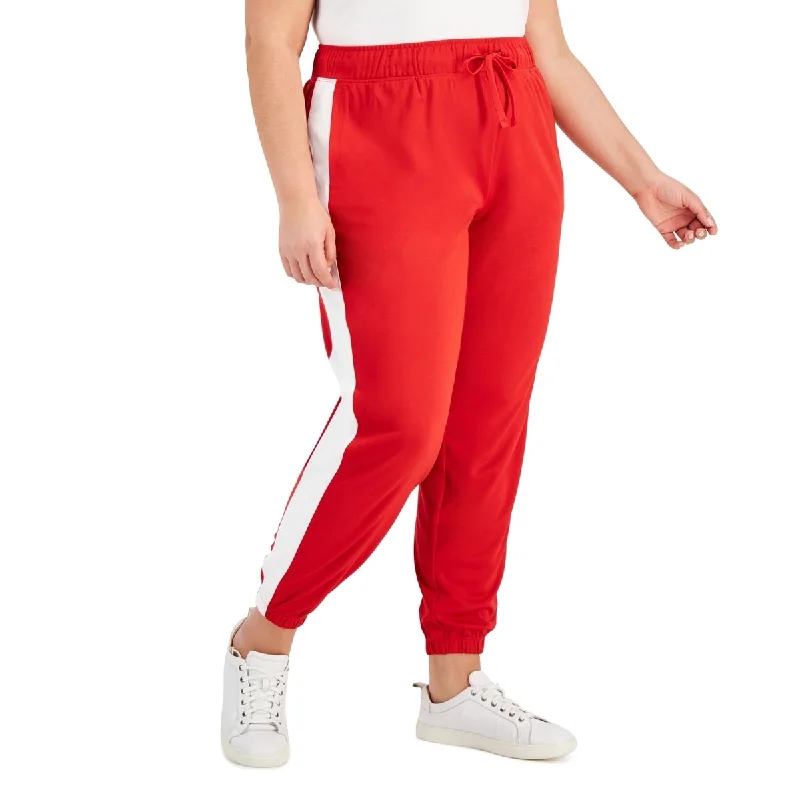 ID Ideology Women's Racing Stripe Joggers Red Size 1X