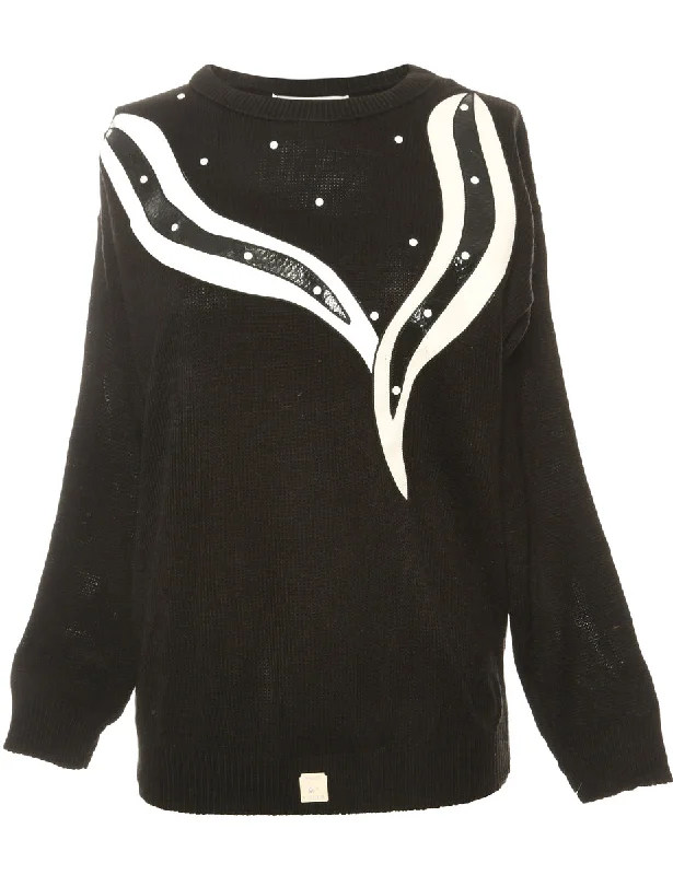 Beaded Black Jumper - S