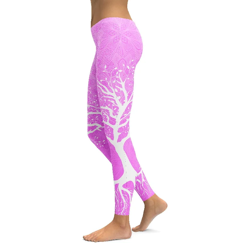 Soft Pink Tree of Life Leggings