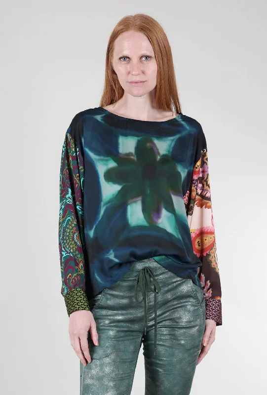 Mixed Media Blouse, Cornflower