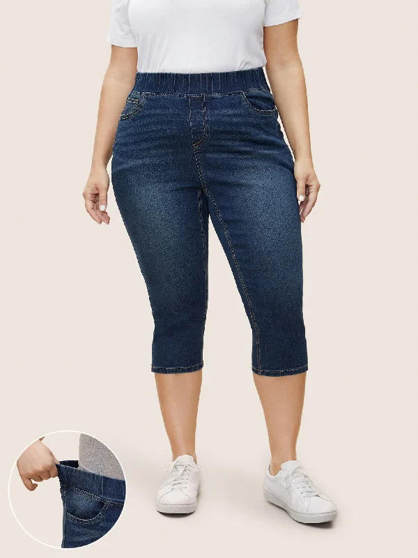 Split Side Elastic Waist Pull-On Jegging Jeans