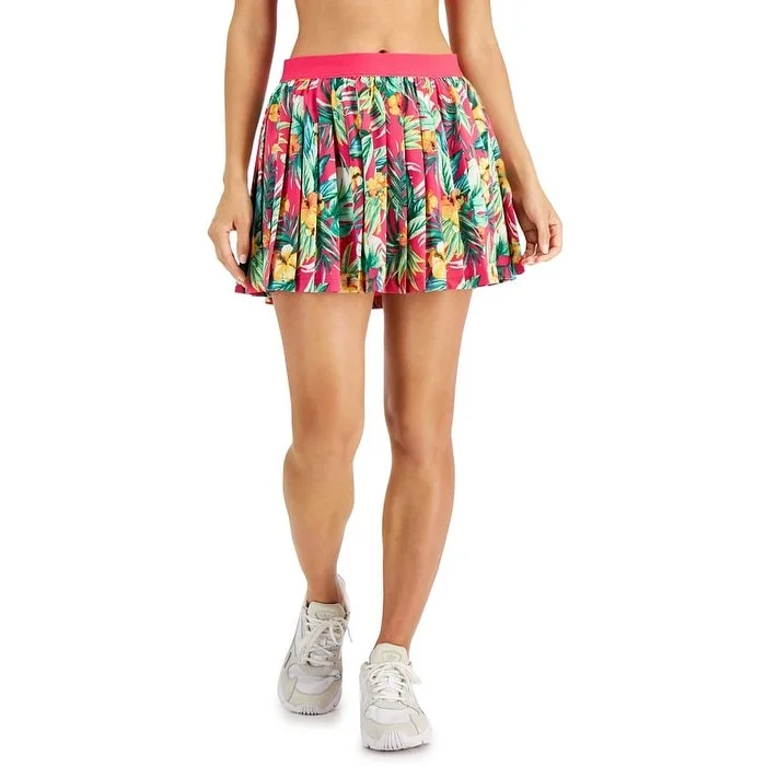 ID Ideology Women's Tropical Printed Pleated Skort Pink Size XX-Large - XXL