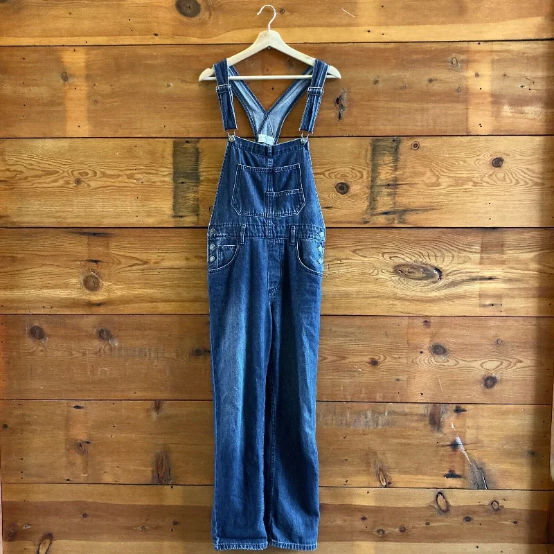 S - We The Free by Free People Dark Wash Denim Ziggy Overalls 0620ME