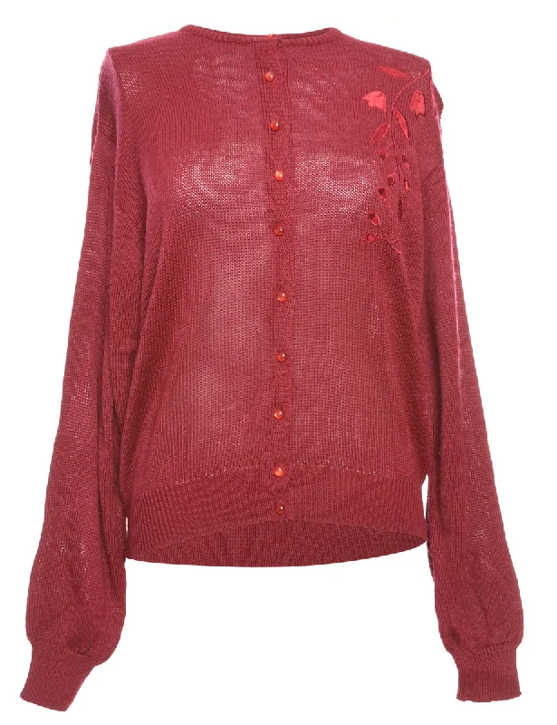 Maroon Button Front Jumper - M